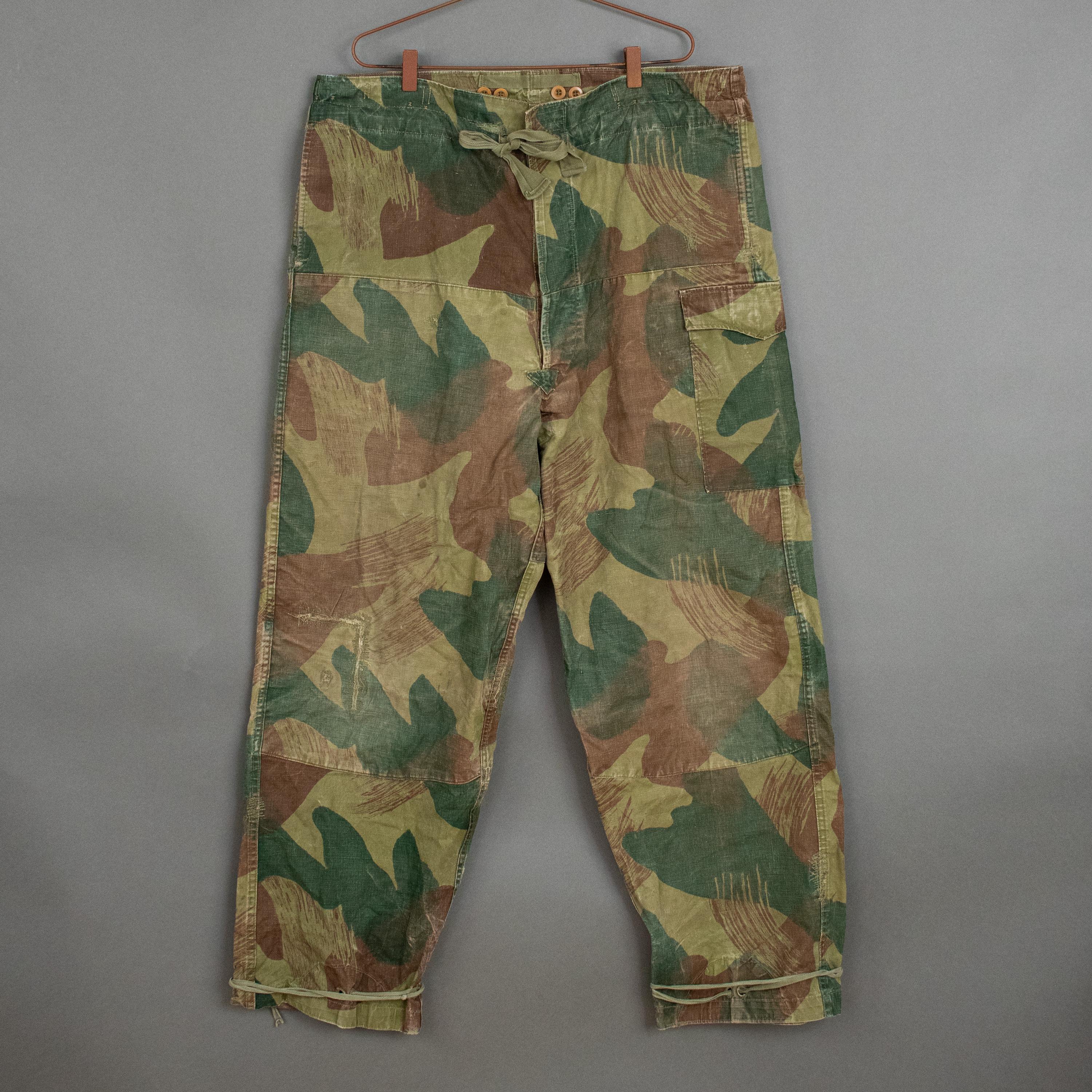 Vintage 50s Belgian Army ABL Brushstroke Camo Paratrooper Trousers 