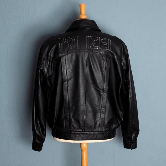 Vintage 90s German polizei Police Leather Jacket Size XL - Etsy