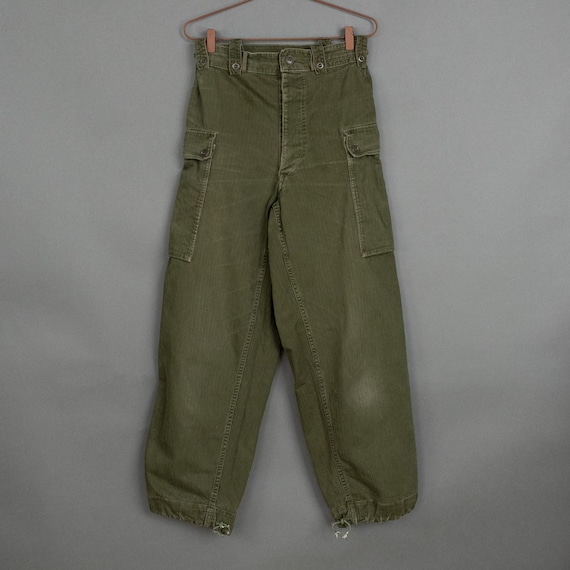 60s Vintage Dutch Army M58 Herringbone Twill Field Trousers