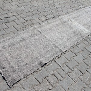 2x12 ft Gray Vintage Kilim Runner: Handmade Turkish Nomadic Rug for Rustic Bohemian Kitchen or Hallway