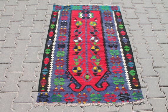 4x3 Anatolian Vintage Rug 114x94 Cm Pure Wool.unique Rug. Made by Double  Knotted Pure Wool Home Decor Bohemian Rug 
