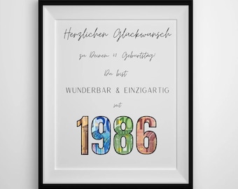 Money gift for a 40th birthday | Birthday present for a 40th birthday | 1986 |
