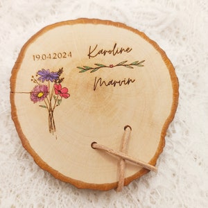 Ring cushion hand-painted wood wedding rings image 3