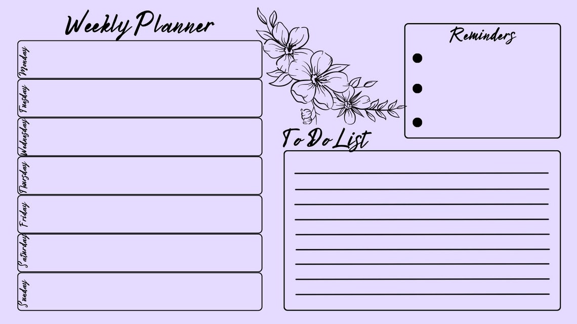 Monthly Calendar Printable, Weekly Planner Printable, Instant Download ...