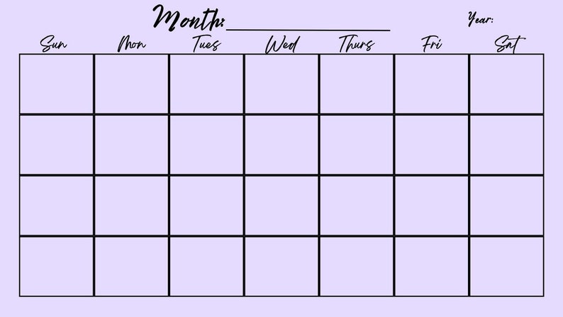 Monthly Calendar Printable, Weekly Planner Printable, Instant Download ...