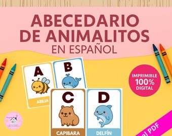 Animal Alphabet in Spanish PDF – Spanish Animal Alphabet Flashcards – Educational Printable for Kids