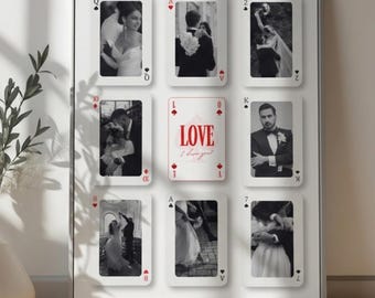 Editable Playing Card Photo Collage, Custom Anniversary Gift, Couple Picture Collage, Personalized Anniversary Keepsake, 111