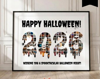 Halloween Photo Collage Template, Halloween Memory Keepsake, Spooky Wall Art, Halloween Party Decor, 125