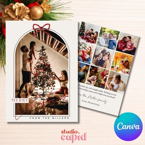 Modelo de cartão de foto de Natal, cartão de Natal personalizado, cartão postal personalizado, cartão de Natal para impressão, cartão de foto de feriado, cartão de foto editável