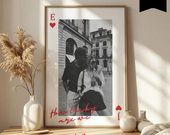 Custom Playing Card Photo Collage, How Lucky are We Print , Couple Picture Frame, Personalized Anniversary Keepsake, 112