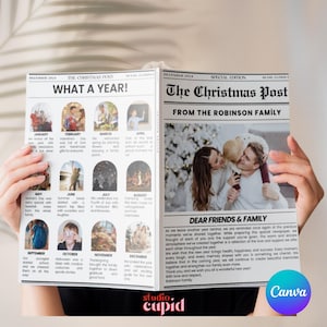 Kerstnieuwsbriefsjabloon, jaaroverzicht, wat een jaarkaart, nieuwsbriefontwerp, aangepaste krantsjabloon, kerstupdate, kerstkaart
