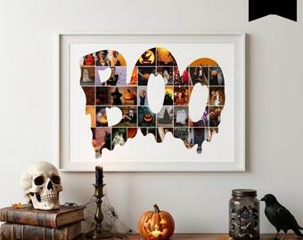 Halloween Photo Collage Template, BOO Canva Wall Art, Halloween Memory Keepsake, Spooky Party Decor, 118