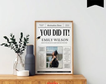 Graduation Newspaper Template, Graduate Newspaper Poster, Graduation Flyer, College Graduation, Diy Graduation, Custom Newspaper, 036