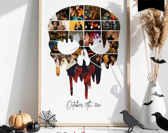 Halloween Photo Collage Template, Halloween Memory Keepsake, Spooky Wall Art, Halloween Party Decor, 123