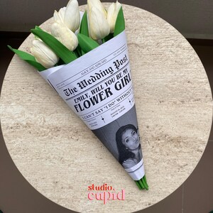 Voorstel bruidsmeisje Krant, krant sjabloon, aangepaste boeketomslag, bruidsmeisje, bruidsboeketomslag, bloemvoorstel