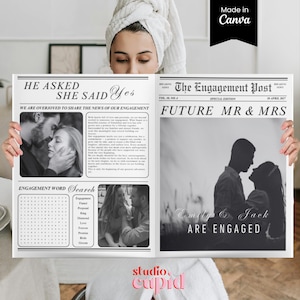 Modèle de journal de fiançailles personnalisé, futurs monsieur et madame, modèle de publication de fiançailles, réservez une date, elle a dit oui, cadeau de nouvelles fiançailles,