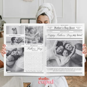 Fathers Day Newspaper, Best Dad Newspaper, Custom Newspaper Template, Diy Fathers Day Gift,  Gift From Kids,Newspaper Print, Greeting Card