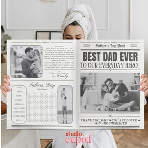 Giornale per la festa del papà, Giornale per il papà migliore, Modello di giornale personalizzato, Regalo fai da te per la festa del papà, Regalo per il primo papà, Biglietto di giornale stampabile