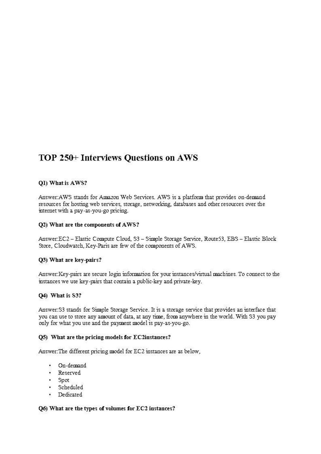 TOP 250+ Interview Questions on AWS SAA‑C03 – Digital Download for ...