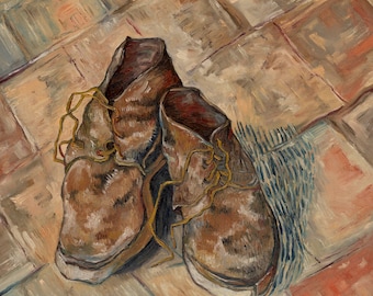 フィンセント・ファン・ゴッホ - 靴 1886 美術館品質のロールド油絵