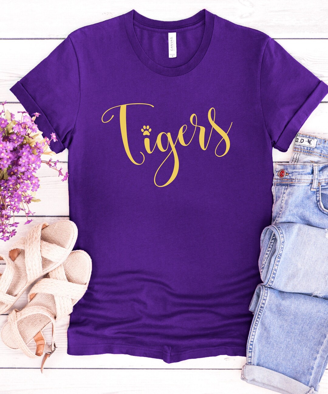Tigers Purple and Gold Tshirt, Purple Tigers Tshirt, Tigers Fan T