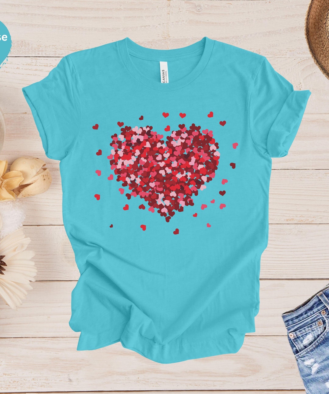 Hearts T-shirt, Hearts Design Shirt, Hearts Valentine's Day Shirt ...