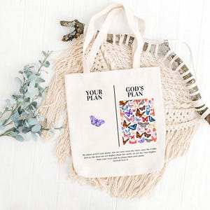 Cotton Tote Bag, God&#39;s plan tote bag, Christian bag, Inspirational tote bag, Religious tote bag Shirt, Faith tote bag, Bible Verse Tote bag