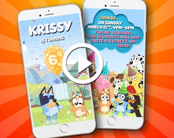 Bluey invitation birthday video, Bluey & Bingo birthday invitation, Bluey video invite