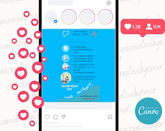 Modèles de dentiste modifiables dans Canva, modèles de publication, modèles d'histoire Instagram Canva Instagram Post modèles accrocheurs