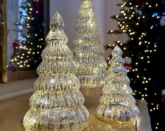 Sapin De Noël En Verre Doré - Décoration Vintage - Occasion