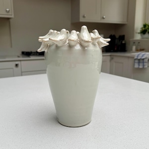 Handmade Ceramic Bird Vase in Natural Beige 22cm