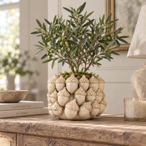 Eikelvormige keramische plantenpot, rustieke plantenpot in bosstijl, neutrale herfstdecoratie voor thuis, plantenpot in landelijke stijl, 22,5 cm