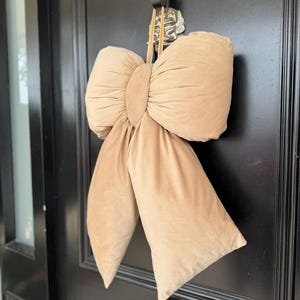 Lazo de felpa de terciopelo color champán - Decoración para puertas y árboles de Navidad en varios tamaños