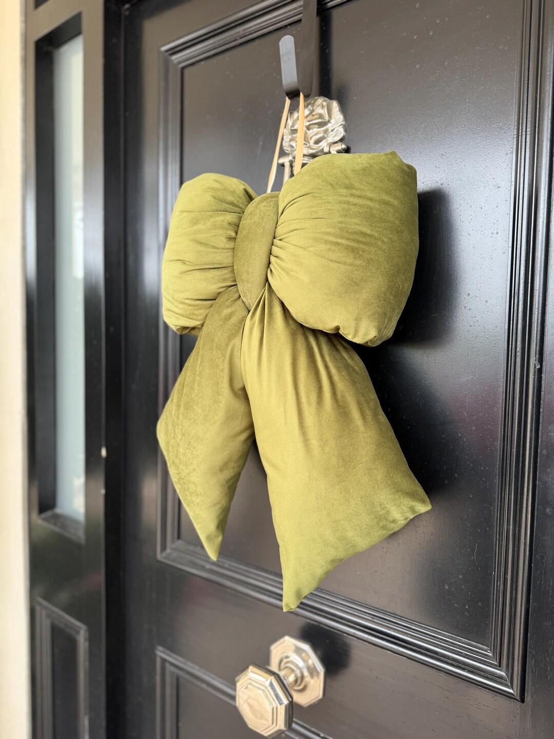 Olive Green Velvet Plush Bow - Door & Christmas Decor - Etsy