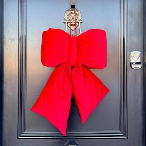 Classic Red Velvet Door Bow – Large Plush Bow for Wreaths, Front Door & Party Decor