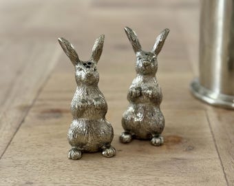 Miniatur Kaninchen Salz und Pfeffer Set in Zinn