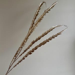 Glittered Champagne Fern Sprig 100cm - Luxury Christmas Foliage for Vases, Arrangements or Table Displays