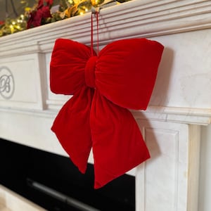 Christmas Red Velvet Plush Christmas Bow - Door & Tree Decor