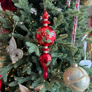 Red finial christmas ornaments Clearance