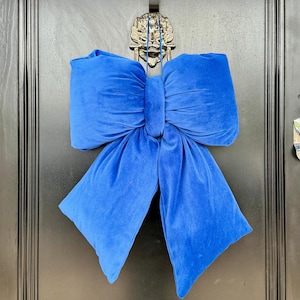 Royal Blue Velvet Door Bow – Large Plush Bow for Wreaths, Front Door & Party Decor