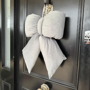 Silver Velvet Plush Bow - Decor for Doors and Christmas Trees in Various Sizes