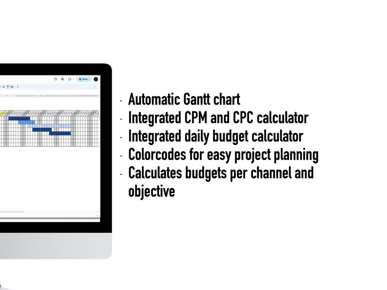 Google Sheets Media Planning Template With Gantt Visualization Etsy
