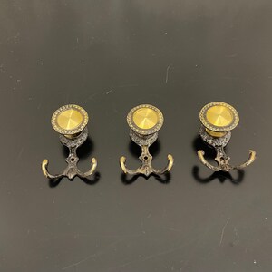 Vintage Messing Doppel-Wandhaken Set - 1960er Jahre Rustikale Mid-Century Kleiderbügel