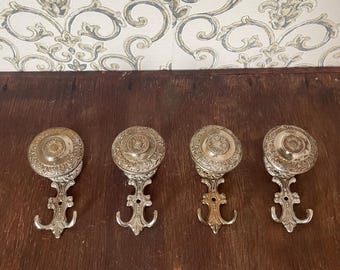 Set of 4 / Vintage Wall Hook / Brass Coat Hooks / Coat Rack / Rustic Hat Racks