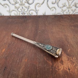 Antique Silver Alpaca Walking Stick Handle: Ornate Vintage Cane Top image 7