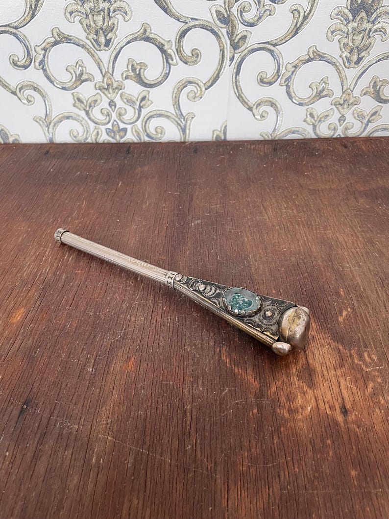 Antique Silver Alpaca Walking Stick Handle: Ornate Vintage Cane Top image 7
