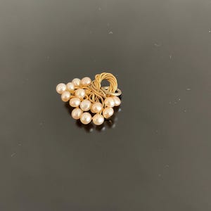 Vintage faux pearl brass pendant Art Nouveau vines, pearl grapes