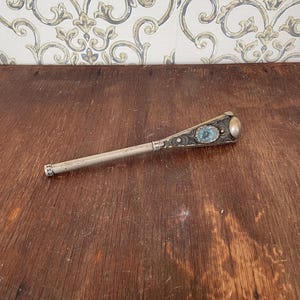 Antique Silver Alpaca Walking Stick Handle: Ornate Vintage Cane Top image 4