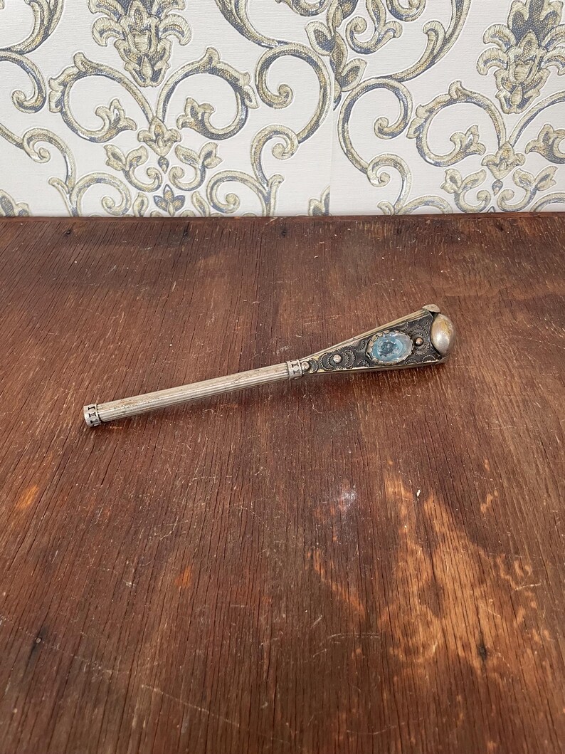 Antique Silver Alpaca Walking Stick Handle: Ornate Vintage Cane Top image 4