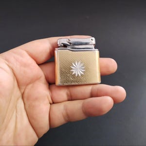 Vintage Colibri Gas Lighter, 1960s Retro Refillable Pocket Lighter, Yellow Metal Collectible, Antique Windproof Lighter, Gift for Men